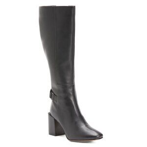 BARBOUR Black Leather Saskia Knee High Heeled Boots
